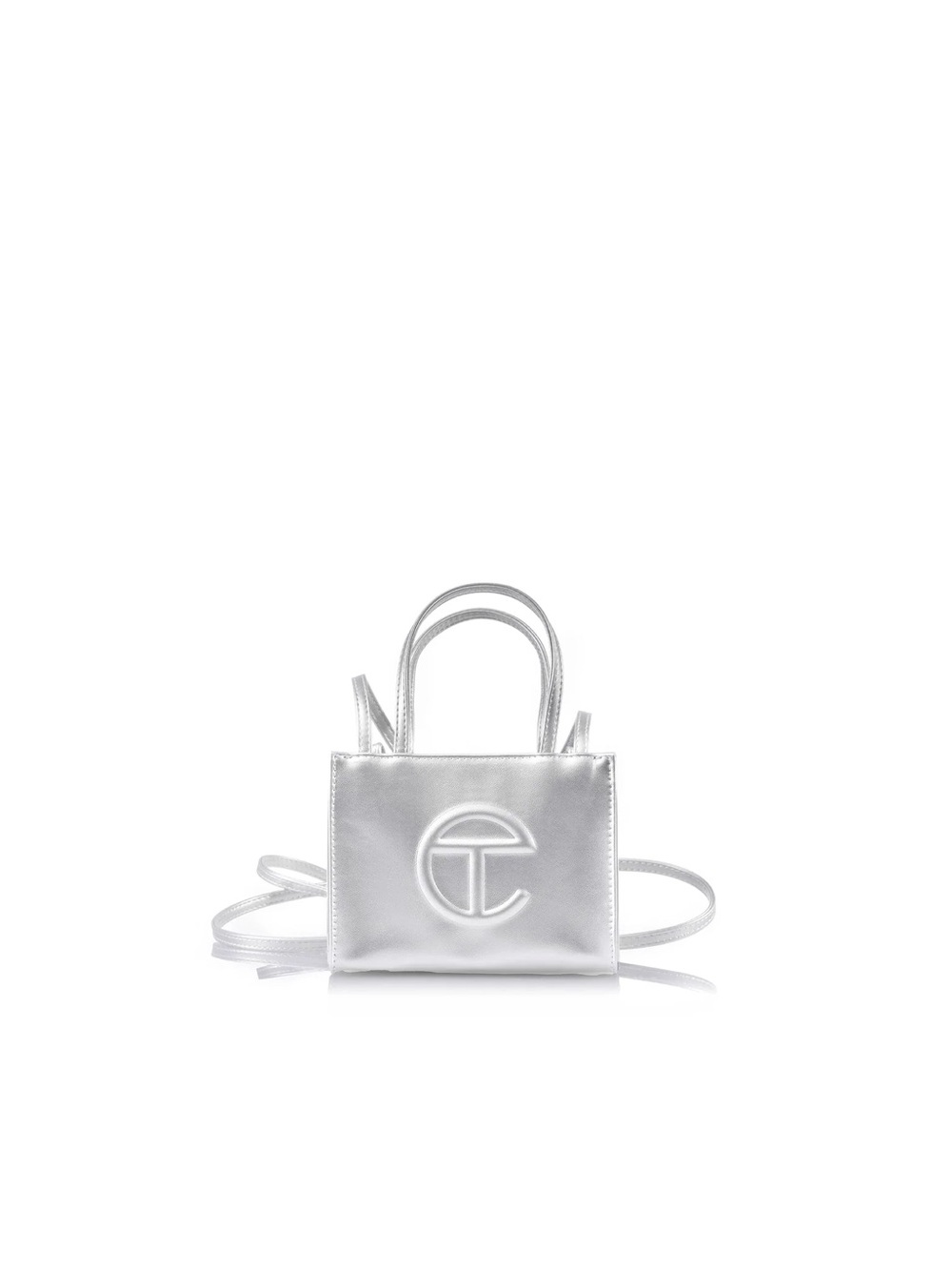 Telfar Mini Metallic Silver Shopping Bag
